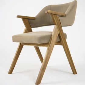 Resim Ahşap Sandalye - Kayın Ağacı, Farklı Renk Kumaş Seçenekli ve Kolçaklı - 4 