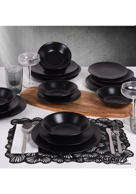 Resim Keramika Mat Siyah 6 Kişilik Yemek Takımı 18 Parca 