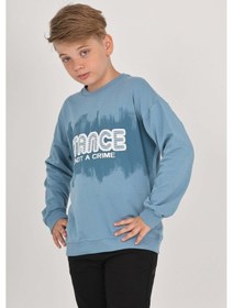 Resim Toontoy Kids Toontoy Erkek Çocuk Stance Baskılı Sweatshirt Mavi 