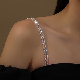 Resim 2 Adet Şık Taşlı Sütyen Askıları - Düğünler ve Tatiller için Parıldayan Vücut Zinciri, Beyaz Altın Kaplama, Kadın Moda Aksesuarları için Işıltılı Tasarım, Tatil İç Giyimi, Seksi Bralet, Taş Süslemeleri, Lüks İç Çamaşırı 