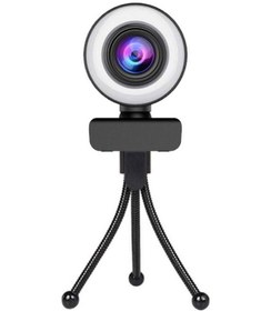 Resim Samdoo 2k Hd Webcam Usb Plug & Play İle Yüz Aydınlatma Fonksiyonu, Tripodlu Siyah Abs Malzeme Canlı Yayın Ve Video Konferans Kamera 