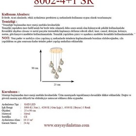 Resim Eray Aydınlatma 8002-4+1 Sarkıt Gold Led Avize Gold 