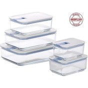 Resim Neoflam Perfect Seal 5 Parça Dikdörtgen Cam Saklama Kabı Seti Bej 