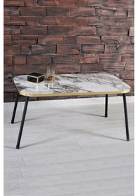 Resim Uslucan Alışveriş Zigon Sehpa Ve Orta Sehpa Set Kr Metal Mermer Desen Siyah Çok Renkli 