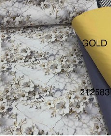 Resim 240 Cm En Dijital Baskı Nevresimlik Kumaş Seti Desenli + Düz Kombin Gri - Krem 
