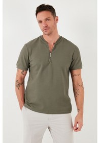 Resim Buratti Pamuklu Regular Fit Yarım Fermuarlı Erkek T Shirt 5902653 Haki 