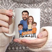 Resim 2 Erkek Çocuklu Aile Temalı Karikatürlü Kupa Bardak 