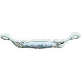 Resim Miray 128 Mm Metal Beyaz Kasa Beyaz Mavi Çiçek Desenli / 5 Adet Gümüş - Krom 