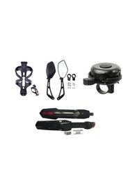 Resim Bisiklet Aksesuar Ayna-Zil-Elcik-Çamurluk Seti 4'lü Kombin Siyah 