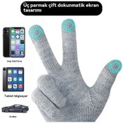 Resim Örme Eldiven Kadın Çift Kadife Dokunmatik Ekran Eldiven Bisiklet Soğuk Eldiven Erkek Khaki 