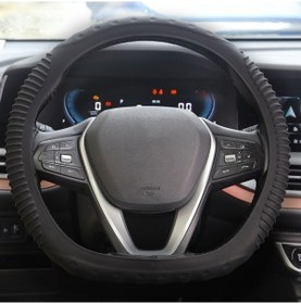 Resim Sones Silikon Kaymaz Aşınmaya Dayanıklı İçbükey Noktalı Araç Direksiyon Kapağı, Boyut: 34-38cm Siyah 