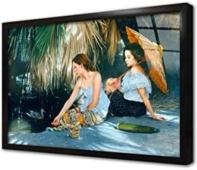 Resim Ördek Besleyen Kızlar Çerçeveli Cam Tablo 20x30 cm CB13303 