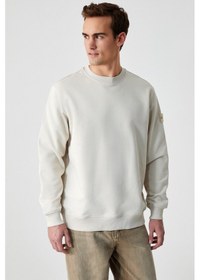 Resim Grimelange OLLIE Erkek Bisiklet Yaka Regular Uzun Kollu Nakış Detaylı Bej Sweatshirt 