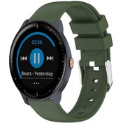 Resim Garmin Vivoactive3 Müzik İçin 20mm Pürüzsüz Düz Renk Silikon Saat Bandı Ordu Yeşili 