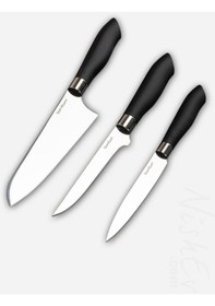 Resim Nishev Mastercut 3'lü Şef Bıçağı Seti - Küçük / Orta / Büyük Boy Siyah 