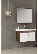 Resim Orka Luna 80 Cm Mdf Kahve Taş Banyo Dolabı Takımı 