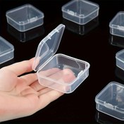Resim Kapaklı 6 Adet Şeffaf Plastik Kare Saklama Kutuları - Takı Boncukları, Kozmetikler, DIY El Sanatları için Dayanıklı Dikdörtgen Organizatör Kaplar - Taşınabilir Çok Amaçlı Masaüstü ve Seyahat Depolama, Asılabilir Takı Organizatörleri 
