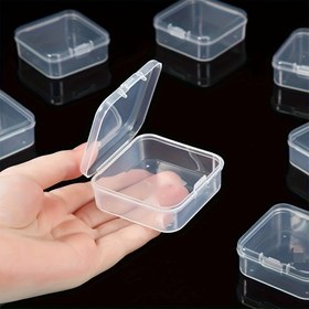 Resim Kapaklı 6 Adet Şeffaf Plastik Kare Saklama Kutuları - Takı Boncukları, Kozmetikler, DIY El Sanatları için Dayanıklı Dikdörtgen Organizatör Kaplar - Taşınabilir Çok Amaçlı Masaüstü ve Seyahat Depolama, Asılabilir Takı Organizatörleri 