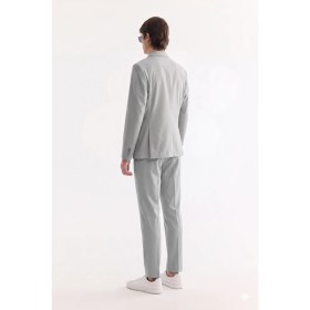Resim AVVA Erkek Gri Mono Yaka Kapaklı Çift Yırtmaç Astarsız Comfort Fit Ceket A61Y4009 