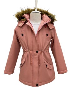 Resim Jannock Unisex Kışlık Kanvas Kumaş Büzmeli Içi Kürk Çocuk Kapüşonlu Kaban Mont 
