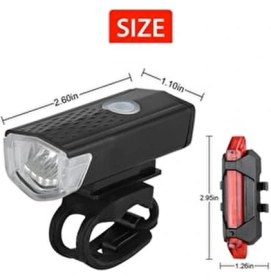Resim Sarfex Şarjlı ve 4 Modlu Bisiklet Ön LED Far ve Arka Stop 2'li Set 