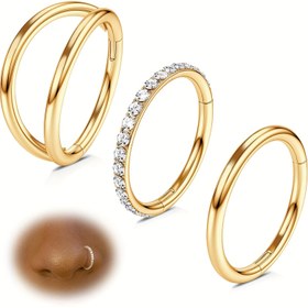 Resim 3 adet Paslanmaz Çelik Burun Çivileri - 18G, 16G, 14G, 7mm, 8mm, 9mm, 10mm, Burun, Septum, Daith, Lobe için Şık Delinme Takıları, Evrensel Kilit Tasarımı, Ona veya Kendine Hediye, Vücut Delinme Takıları|Şık Delinme Çivileri|Dayanıklı Delinme Takıları 
