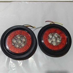 Resim Pazly Kamyon Romork Ve Karavanlar İçin Kırmızı-sarı 2 Renkli 16 Ledli Yuvarlak Işık Şeridi 2 Adet 10.16 Cm 