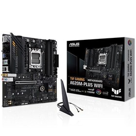 Resim TUF Gaming A620M-Plus WiFi AMD A620 Soket AM5 DDR5 O.C 6400MHz mATX Anakart 