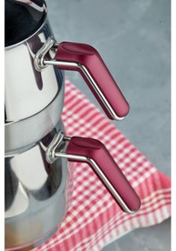 Resim Cooker Everest 18/10 Paslanmaz Çelik Jumno Boy Çaydanlık 2 L Demlik 3,25 L Alt Hazne Çelik 