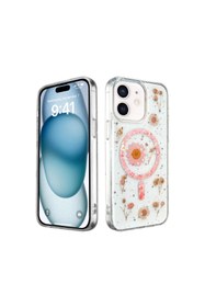 Resim artlab Art İphone 12 Kılıf Daisy Simli Magsafe Kapak - Pembe Lab 