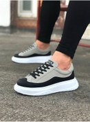 Resim WG Fashion Mp507 Bt Bağcıklı Süet Cilt Ortopedik Yüksek/kalın Taban Erkek Sneaker Gri/siyah 