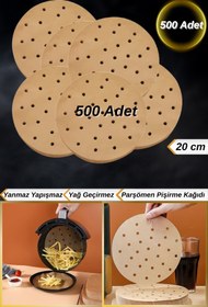 Resim Hane Dostu 500 Adet Delikli Yuvarlak Model Yanmaz Yapışmaz Airfryer Pişirme Kağıdı 