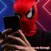 Resim MARVEL Örümcek Adam Kostümü Maskesi - Yanıp Sönen Göz Kapakları, Kırmızı & Mavi Ağı Tasarımı, Yüksek Kaliteli Kumaş, Halloween ve Temalı Partiler için Unisex Süper Kahraman Maskesi, Kadınlar İçin Uygun 