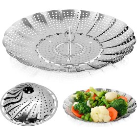 Resim Noyiska Katlanır Buharda Sağlıklı Sebze Pişirici Haşlayıcı Haşlama Sepeti Aparatı Paslanmaz Çelik Buharlı Pişirici Pratik 