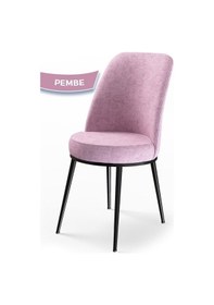 Resim Canisa Dexa Serisi, Üst Kalite Mutfak Sandalyesi, 6 Adet Pembe Sandalye, Metal Siyah Iskeletli Sandalye Pembe Ayaklar Siyah 