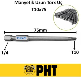 Resim Platin Hırdavat Bist Torx Uç Manyetik T10X75 mm 20 Adet PLT28000551 