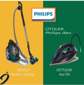 Resim Marathon Ultimate Torbasız Süpürge, XB9185/07 + Philips Azur 7000 Buharlı Ütü DST7510/80 
