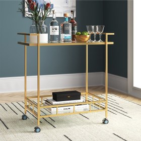 Resim Hitit Dekorasyon Sharon Gold Metal Servis Arabası 