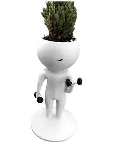 Resim Padalink Spor Tasarım Resin Çiçek Potu - Mini Sukulent Bitki Saksısı, Ofis Ve Ev Dekorasyonu, Dumbell Desenli Masaüstü Süs 