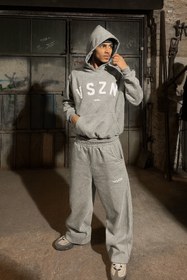 Resim classy moda "3 İplik kapüşonlu eşofman takım V S Z N harf baskılı, kanguru cepli, rahat oversize tasarım" 