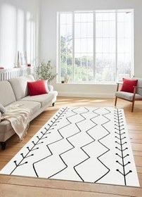 Resim Dijital Baskılı Kaymaz Taban Yıkanabilir İskandinav Üçlü Yatak Odası Takımı İSKANDİNAV-06, Beyaz, 60 x 150 