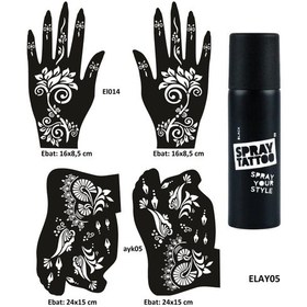 Resim Airbrush Tattoo Çiçekli Modeller El Ayak Geçici Dövme Seti Spray Tattoo Dark Siyah 