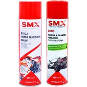 Resim SMX Susuz Motor Temizleme Spreyi 500 Ml + Tampon & Plastik Yenileyici 500 Ml 