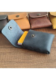 Resim Sumerian Leather Craft Minimalist Deri Kartlık Siyah 