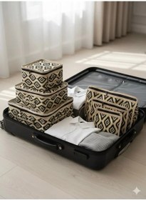 Resim Lüx 6'lı Bej Valiz Düzenleyici I Bavul Içi Organizer Set I Seyahat Hurcu Açık Bej 