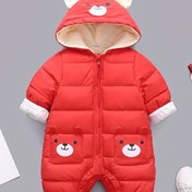 Resim Unisex Kışlık Polar Astarlı Kar Tulumu - Kalın Sıcak Ayı Desenli Kapüşonlu, Cepli ve Bol Kesim, Elde Yıkama, Soğuk Hava Giysisi, Sevimli Hayvan Tasarımı, Cep Detaylı, Rahat Kumaş, Dış Mekan İçin Mükemmel 