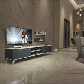 Resim Decoraktiv Eko 4 Mdf Dvd Retro Tv Ünitesi Tv Sehpası - Beyaz - Antrasit 