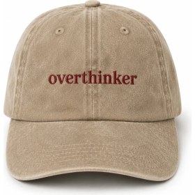 Resim "overthinker" Estetik Söz Nakışlı Vintage Yıkamalı Beyzbol Şapkası 