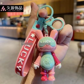 Resim Silver1 Gıoıo Yeni Sevimli Kedi Pençe Çapraz Giyinme Kurumi Bebek Araba Anahtarlık Büyük Kulak Köpek Çift Okul Çantası Hediye Anahtarlık Kolye (Yurt Dışından) 