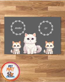 Resim MEVESE Petmat KEdi Mama Paspası , Kaymaz Taban , Yıkanabilir , Evcil Hayvan Paspası 
